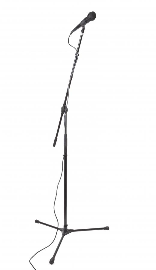 A tripod-style stand may be a cost-effective way to hold a microphone.