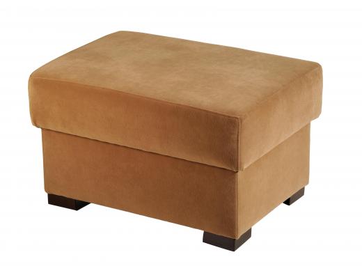 Ottomans are large, padded stools covered in fabric, designed to relieve one's feet of pressure.