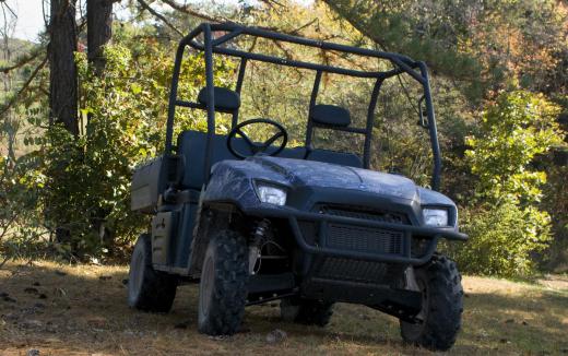 Utility all terrain vehicles look like golf carts, but are more rugged and can carry heavier loads.