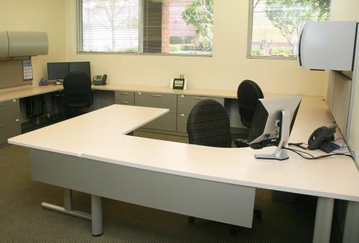 Some swivel desk chairs are made as part of a set of modular office furniture.