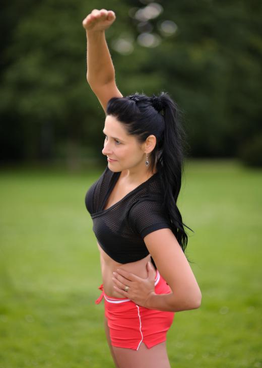 Stretching on a regular basis may improve shoulder flexibility.