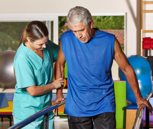 A physical therapist helps people who have been seriously injured.