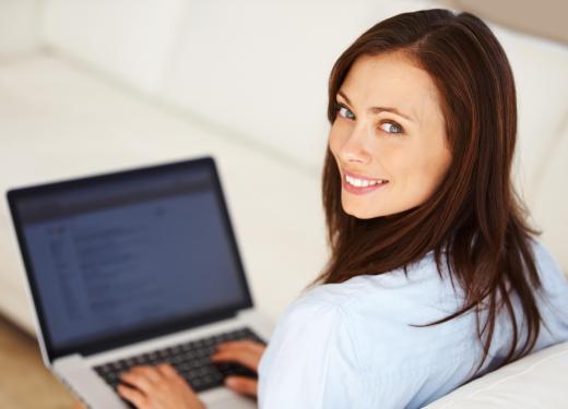 A woman taking a distance learning class for an MBA.