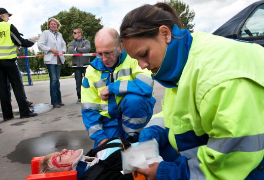 EMS dispatchers send paramedics to the scene to respond to a call for medical assistance.