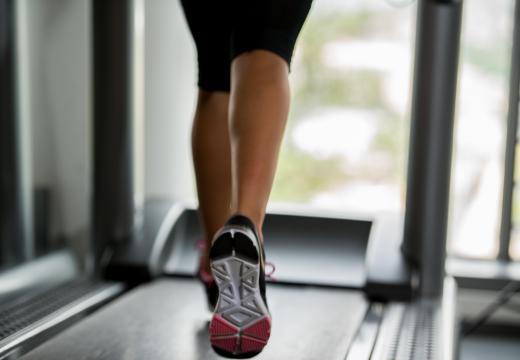 Walking on a treadmill is great aerobic exercise.