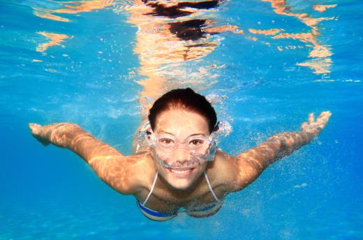 A woman swimming.