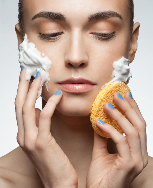 Acne-fighting foaming cleansers may dry out skin.