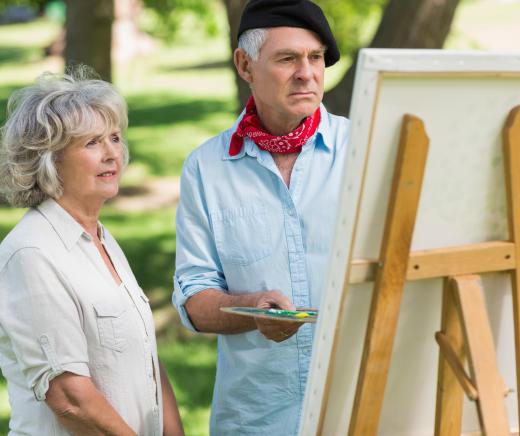 A portrait artist might set up an easel outside and paint passersby.