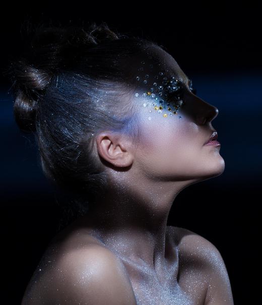 Glitter makeup is often worn at special events or on stage.