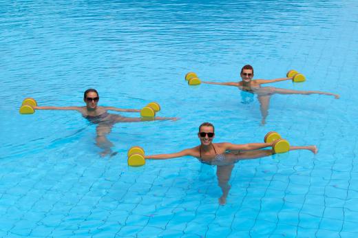 Pilates-style exercises can be done in a pool.