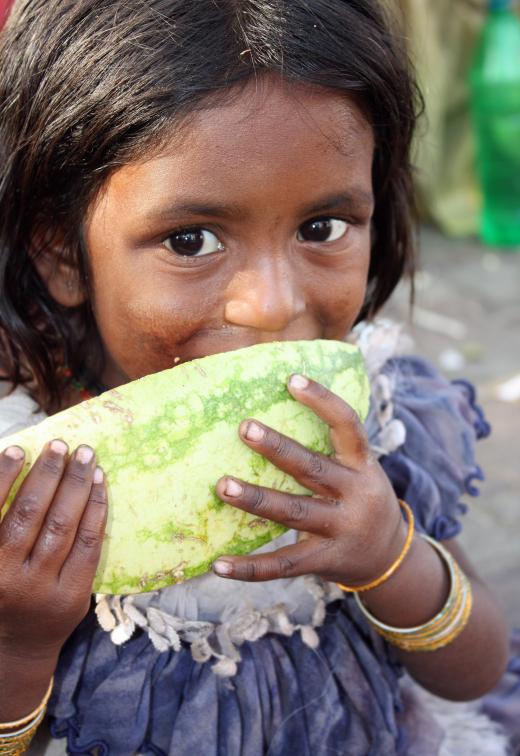 Many children can't get fruit and vegetables.