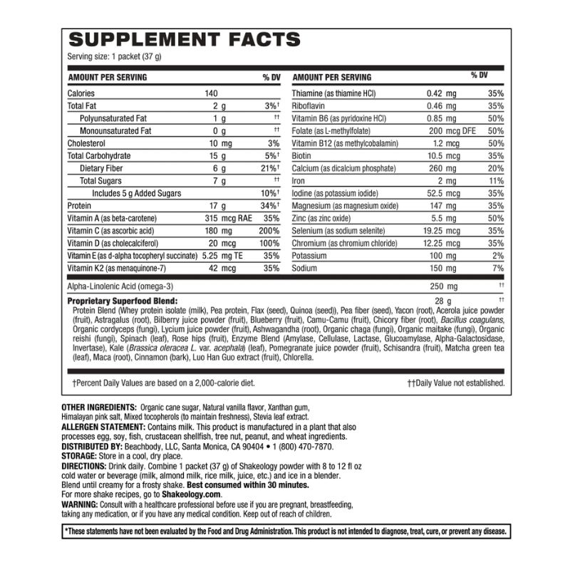 Shakeology Ingredients