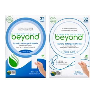 Beyond Laundry Detergent Sheets (32 Strips) - Free & Clear, White