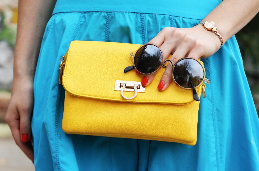 small yellow clutch bag